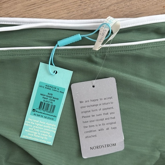 NWT SEA LEVEL Elite High Waist Bikini Swim Bottom Olive Green 12 - Picture 5 of 6